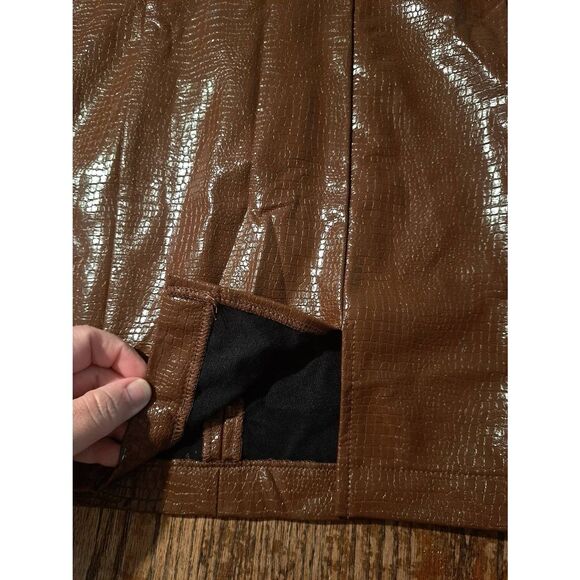 Forever 21 Brown Polyurethane Mini Dress Women Small Sleeveless Rear Zip Club - Picture 2 of 3